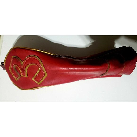 VINTAGE RED LEATHER HED MITS  3 DRIVER  GOLF CLUB HEADCOVER - Picture 6 of 6